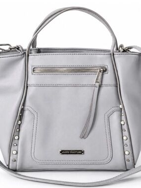Juicy Couture Gray Faux Leather Handbag with Stud Accents